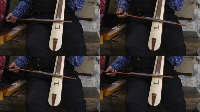 近距离演奏传统的土耳其小三弦小提琴