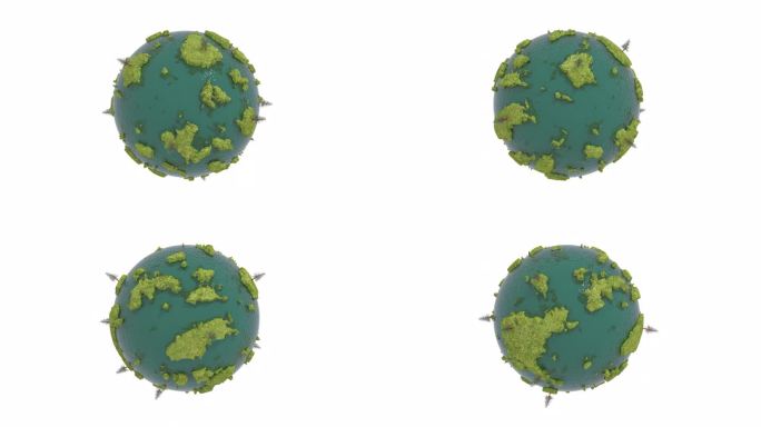 绿色的星球在透明的背面旋转，能够循环无缝4k