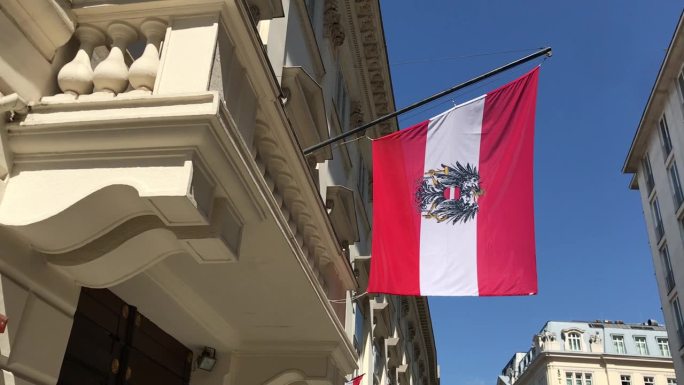 奥地利国旗维也纳市欧洲中心