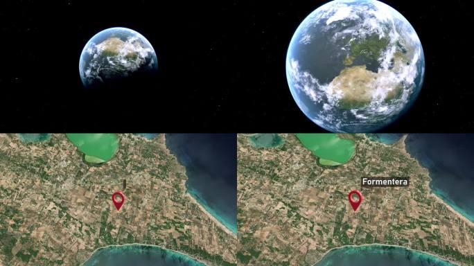 从太空到地球的福门特拉城市地图，西班牙