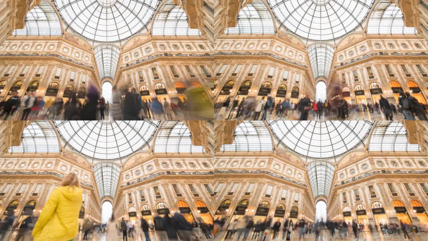 维托里奥·伊曼纽尔二世画廊，意大利米兰著名的购物中心。时间流逝