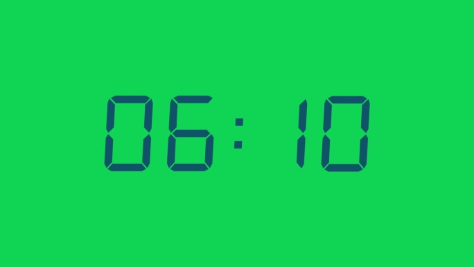 10秒4位数字哑光海军蓝数字倒计时定时器在绿色屏幕背景
