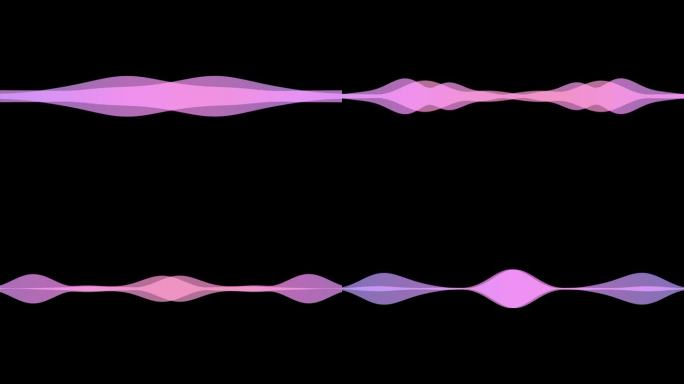 4k抽象音乐声波或音频波从孤立的黑色背景。线数字极简的声音和音轨波均衡器。形状线体积或语音符号动画背