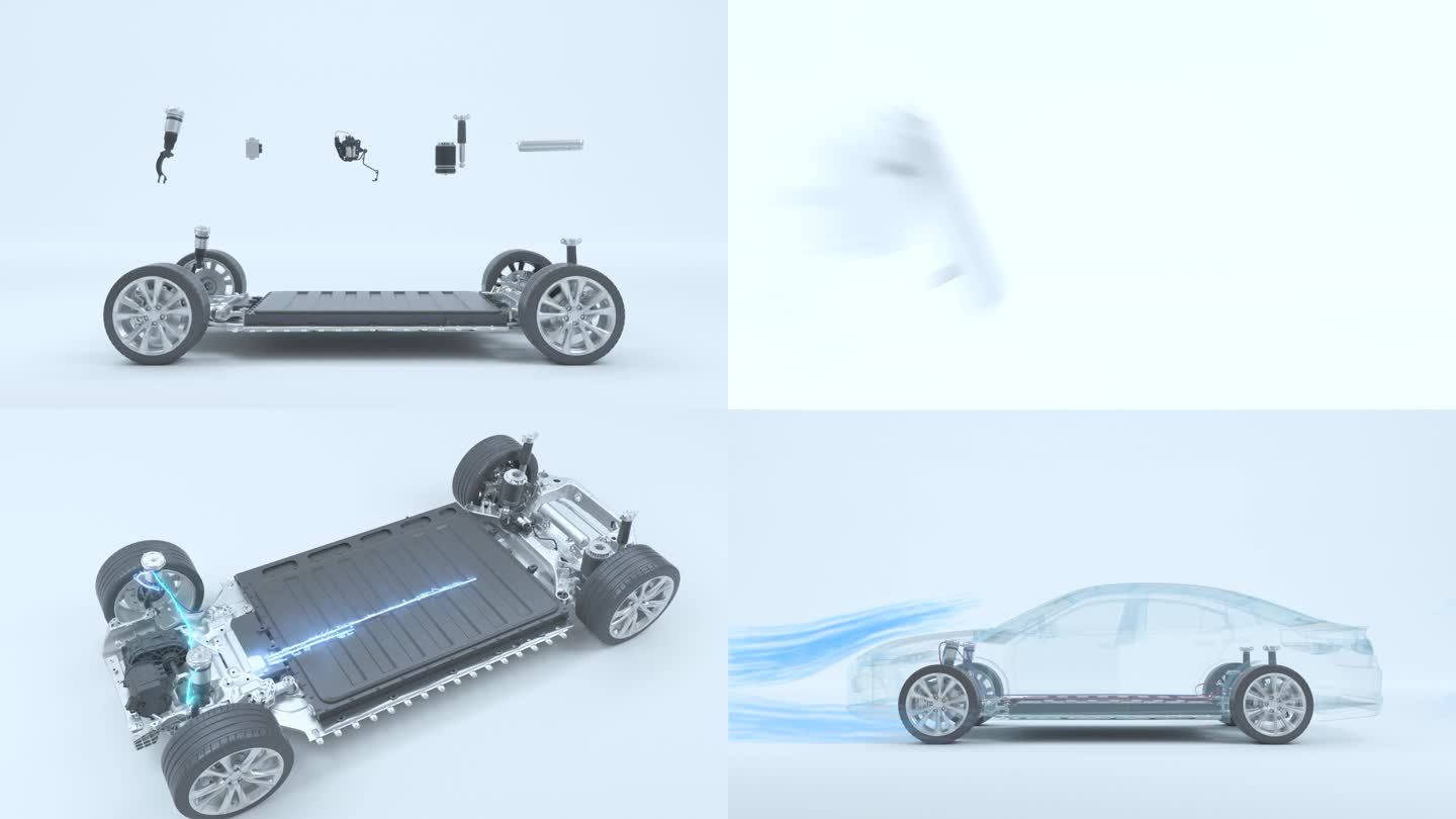 3d动画视频新能源汽车 电池 科技 配件