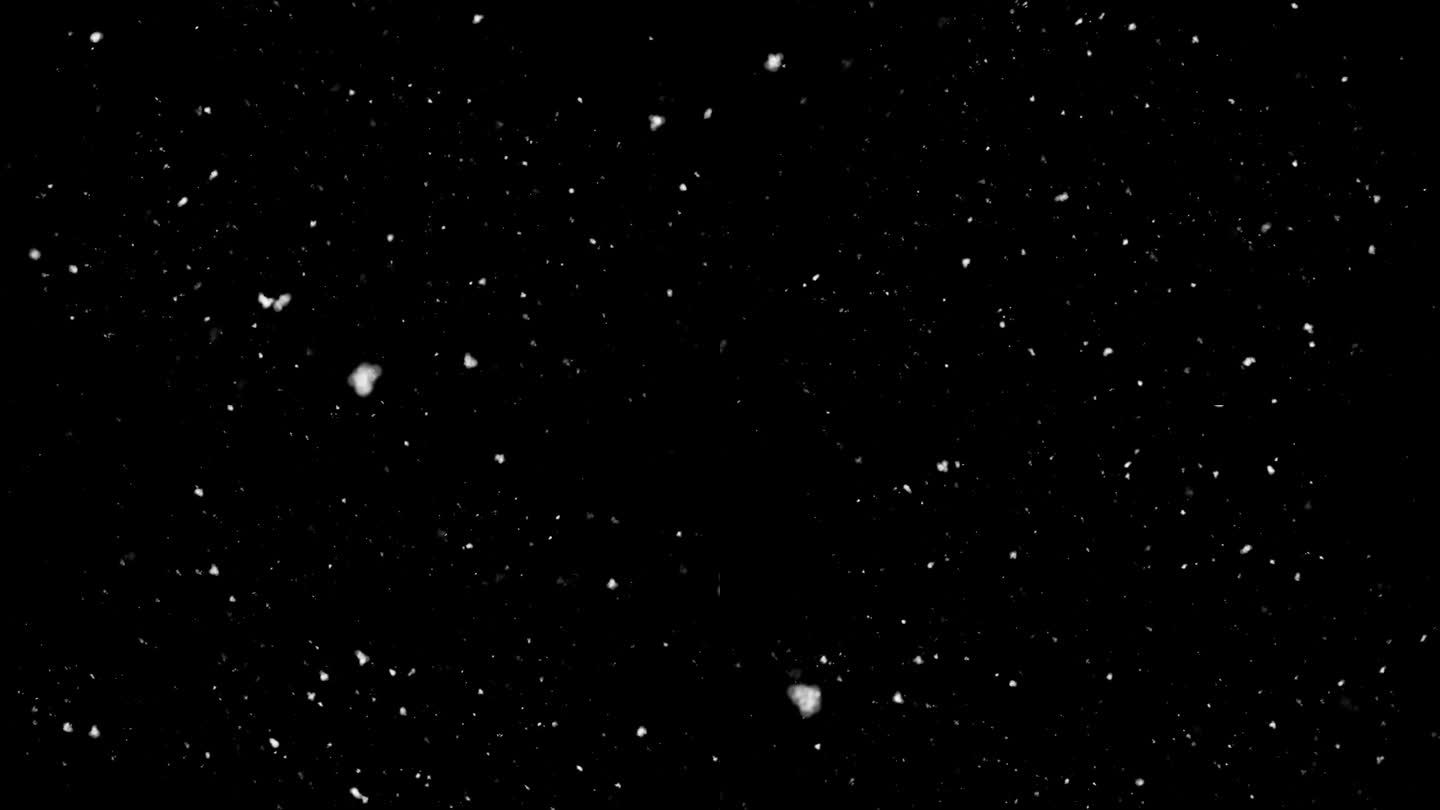 雪花在干净的黑色动画复制空间背景。雪花飘飘的寒假圣诞节