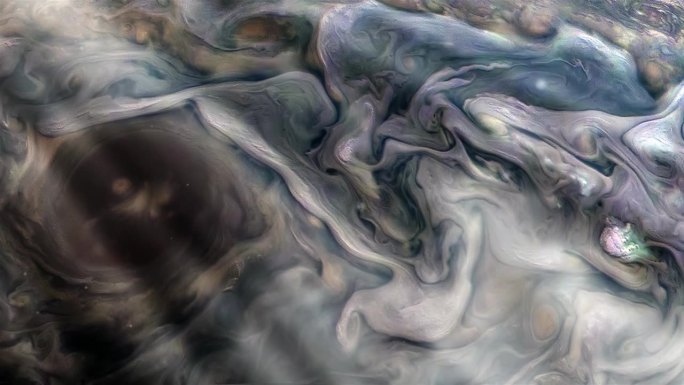 木星大气带的运动和风暴的环流。本视频内容由美国宇航局提供。4 k决议。