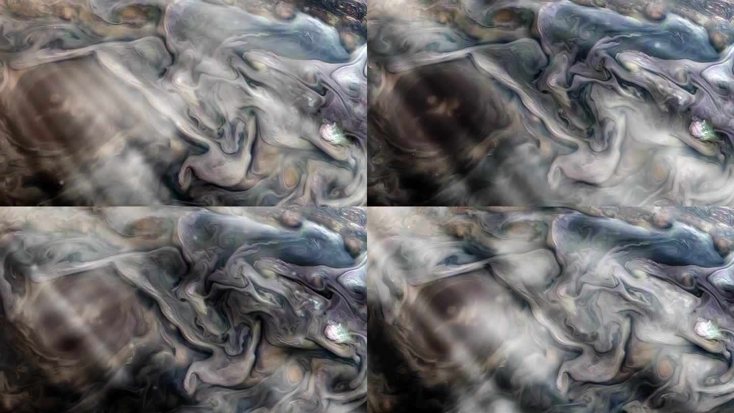 木星大气带的运动和风暴的环流。本视频内容由美国宇航局提供。4 k决议。
