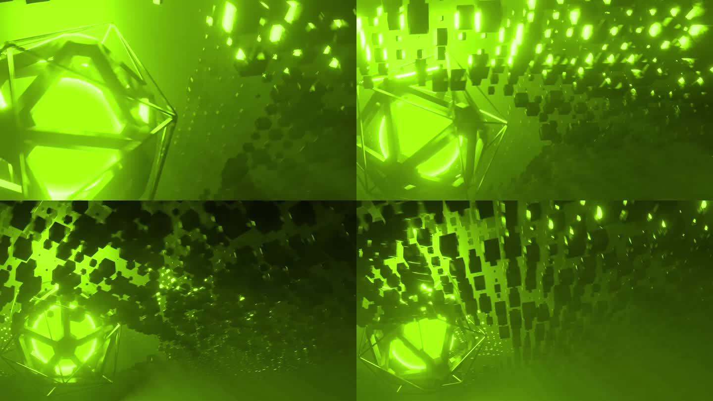 绿色正方形中间的轮子形状3D有节奏的波浪图案