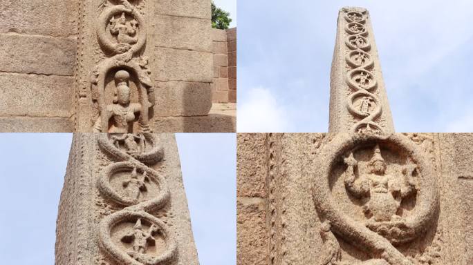 古印度古代手工雕刻的石头寺庙的起源。石雕。