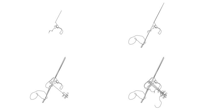 动画自绘制连续线绘制小提琴手。小提琴手古典乐器主题。全长一行动画。
