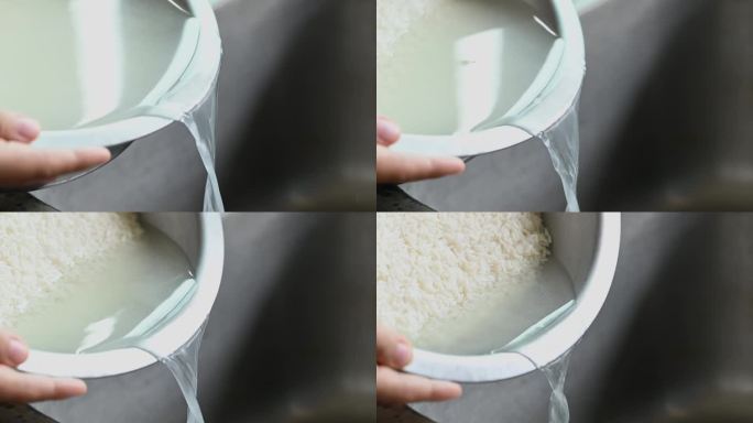 煮米，洗米，用水漂洗