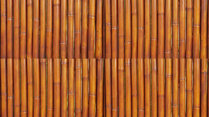 用干燥的密放的竹秆制成的墙的近景