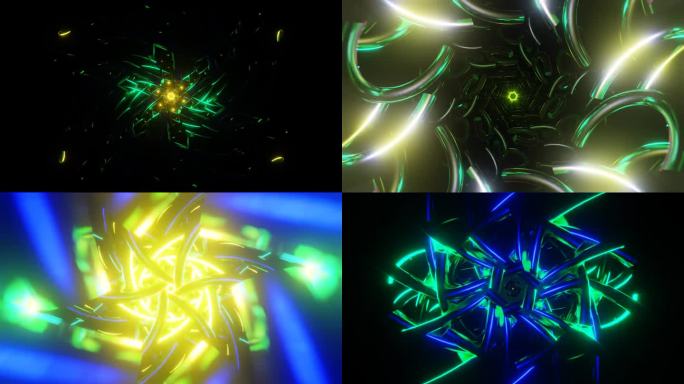 活泼的迪斯科图案VJ循环:有节奏的闪烁霓虹灯在无缝设计。