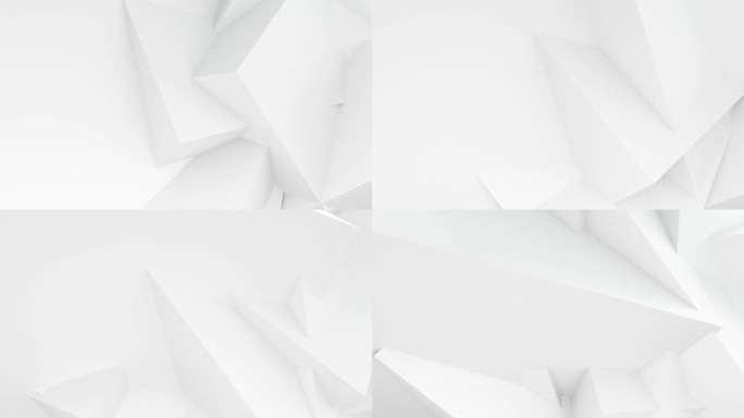 白色抽象背景动画几何三维形状。