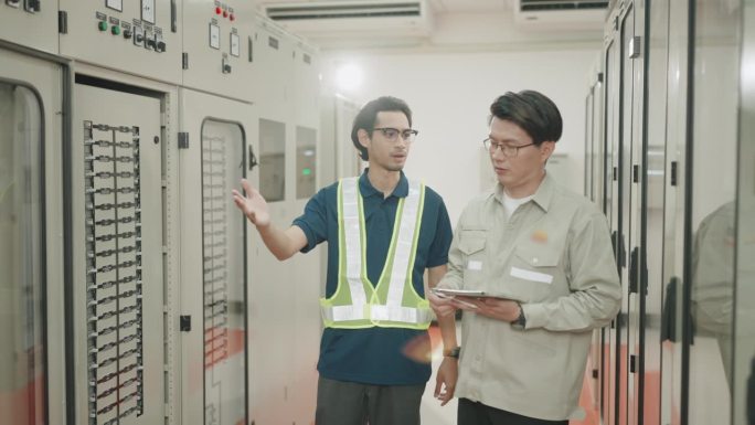 熟练的亚洲工程师在现代制造工厂操作机械。