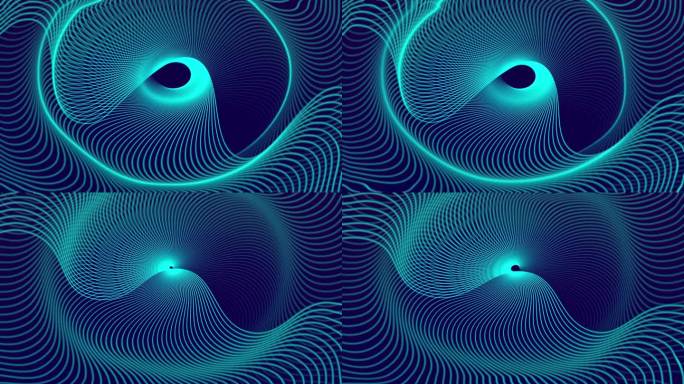 三维抽象循环绿色波浪运动背景。未来动画的概念。抽象线条波浪背景。4K和环路线波浪背景