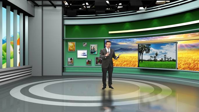 绿色 环保 农业栏目背景虚拟演播室