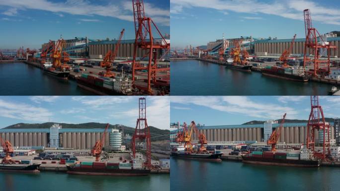 4K航拍北良港工业港口海港大连港进出口