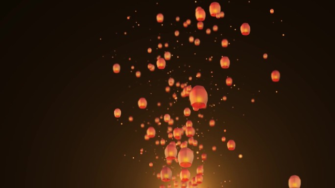 漂浮飞行天空燃烧火焰灯笼动画背景。排灯节，秋天