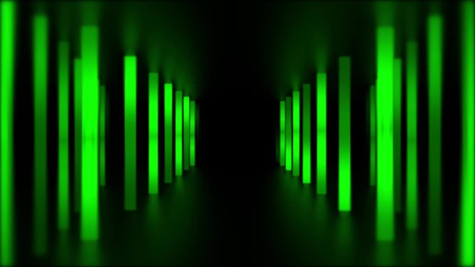 绿色霓虹灯棒道路霓虹灯荧光灯棒讲台舞台抽象彩色背景与明亮的霓虹灯光芒和发光的线条背景。循环的背景。光