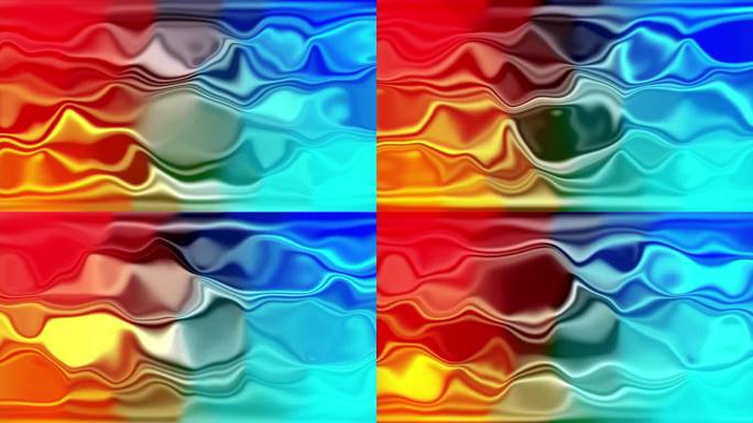 抽象的波浪四种颜色形成一个循环，动态的背景。螺旋与多色渐变背景。变换彩色抽象背景