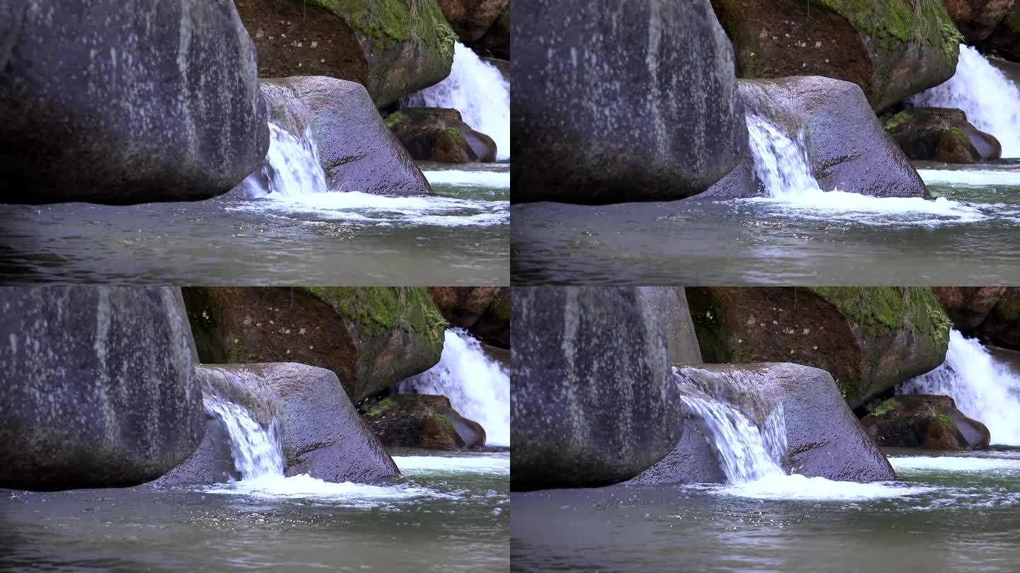 天然的饮用水源从岩石中流出
