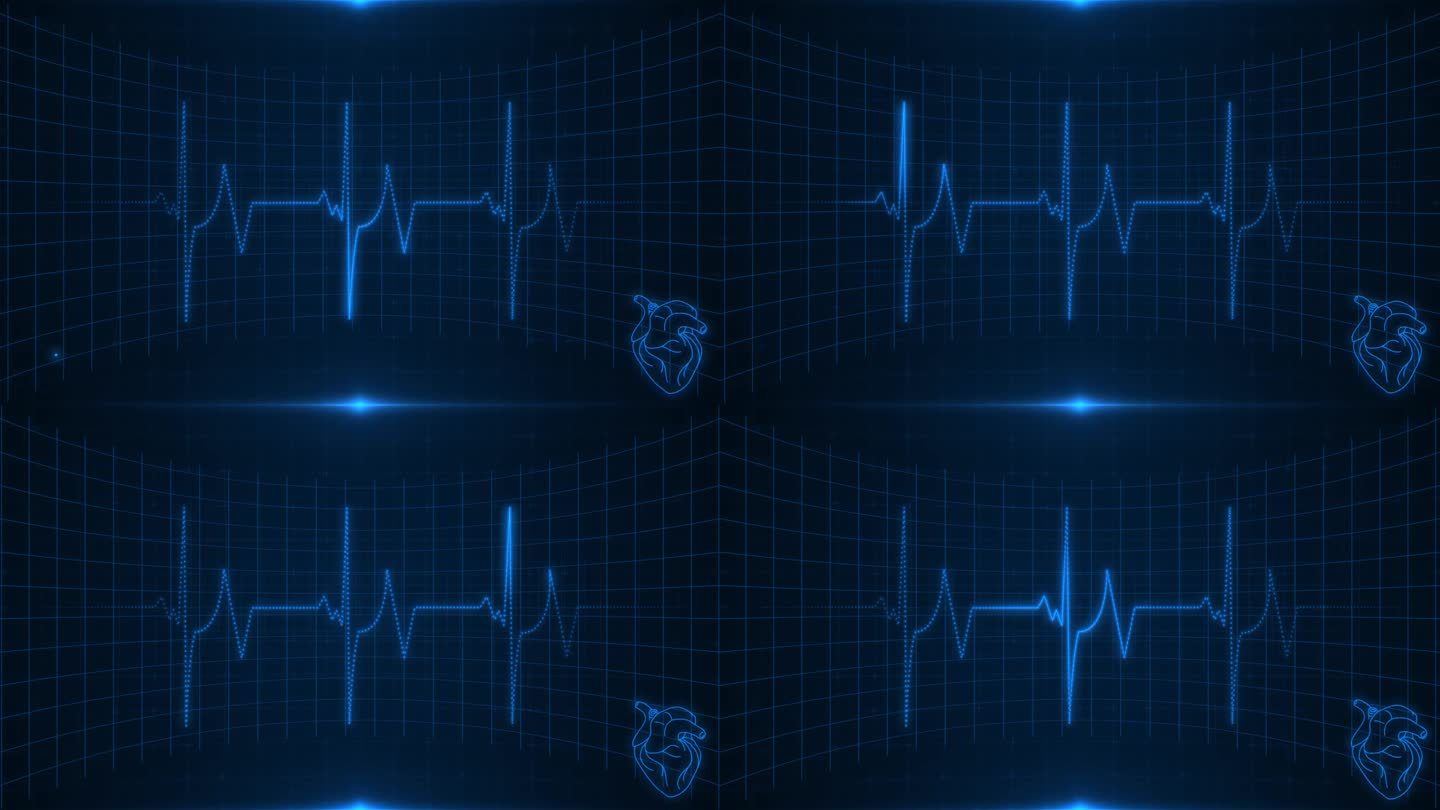 心跳波屏幕监测医学、医学数字科技背景、医疗病毒、医生、高科技元素动画抽象背景、网络安全、黑客电脑图形