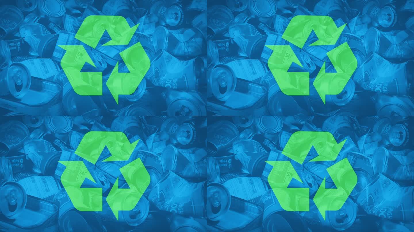金属回收-混合罐和锡上的回收标志