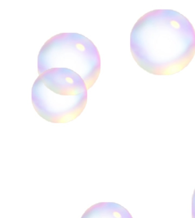 大的上升白色气泡(白色背景)垂直肥皂泡