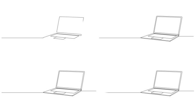动画单线绘制的笔记本电脑
