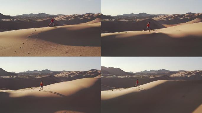 沙丘中奔跑者的慢动作视频