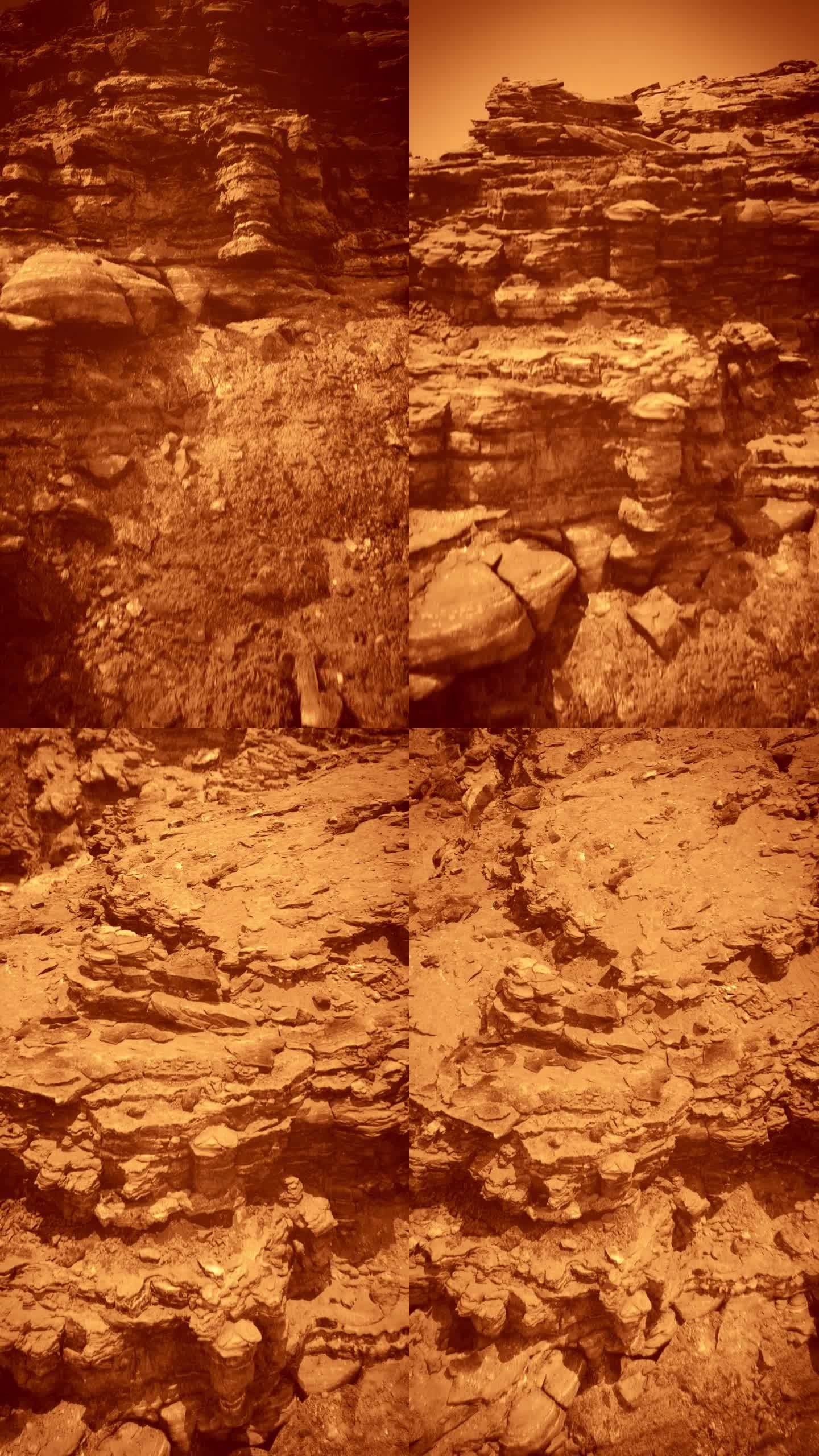 遥远星球火星的岩石表面。空间探索与科学进步垂直视频