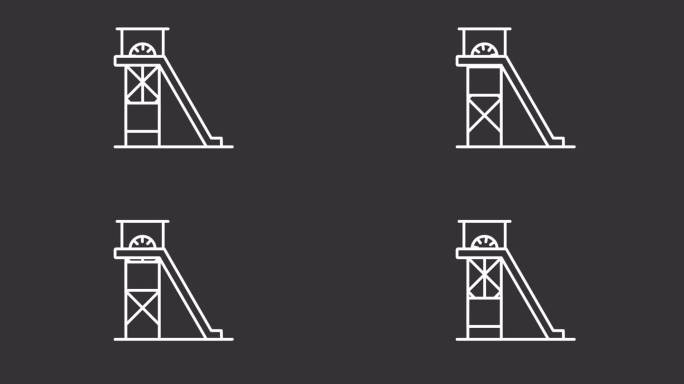 动画煤矿升降机白色图标