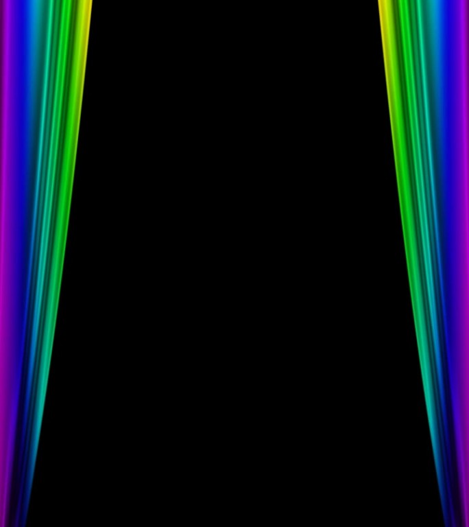 动画素材(透明背景)带有alpha通道的MOV，带有彩虹色(7色)绸缎样的舞台窗帘，可以向左和向右打