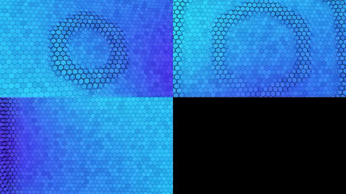 六边形形状过渡蒙版和抽象运动图形背景