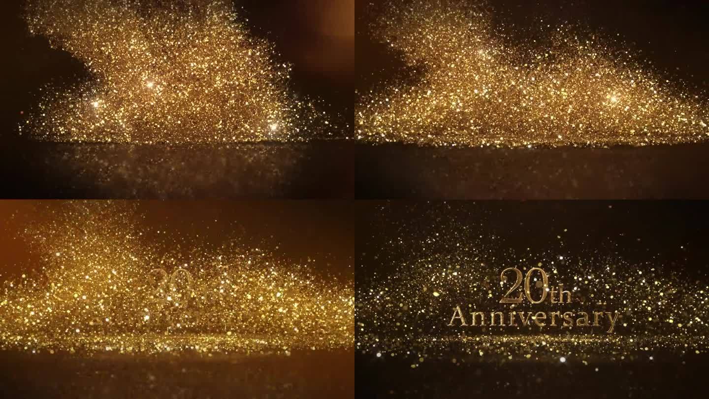 20周年的祝贺，金色的纸屑，难忘的约会问候