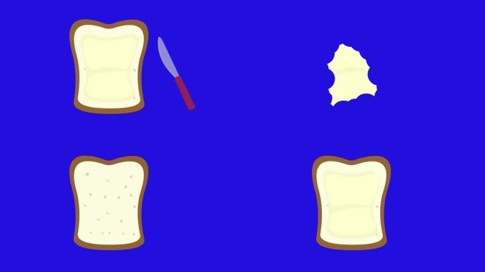 视频动画吃面包面包涂抹黄油