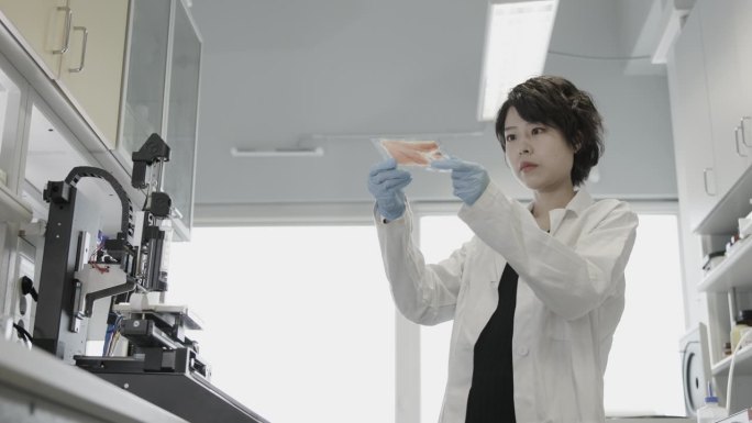 在生物实验室工作的女科学家