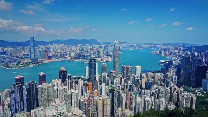 【正版素材】香港大景全景大气俯拍7243