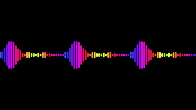 4k抽象音乐声波或音频波从孤立的黑色背景。线数字极简的声音和音轨波均衡器。形状线体积或语音符号动画背