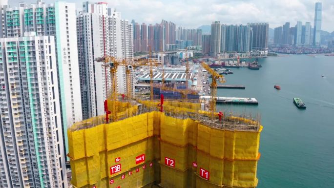 香港房屋建设的无人机视图