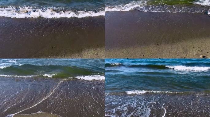 有海浪和海沫的海岸线