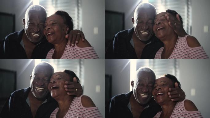 快乐的非裔美国老年夫妻，老年夫妇之间的爱的关系