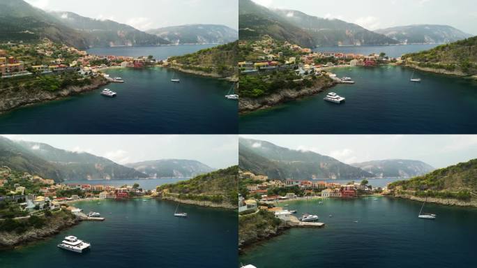 地中海岛屿上美丽小村庄的鸟瞰图