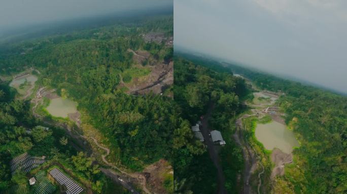 垂直视频4k。亚洲农村基础设施丘陵地形绿化水