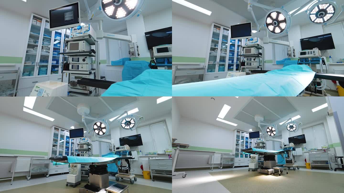 现代外科病房。医院病房天花板上的手术灯。