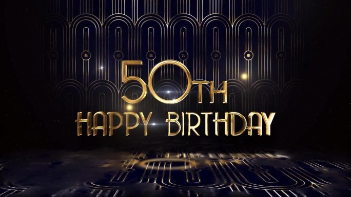 50岁生日快乐，金色奢华风格，生日快乐