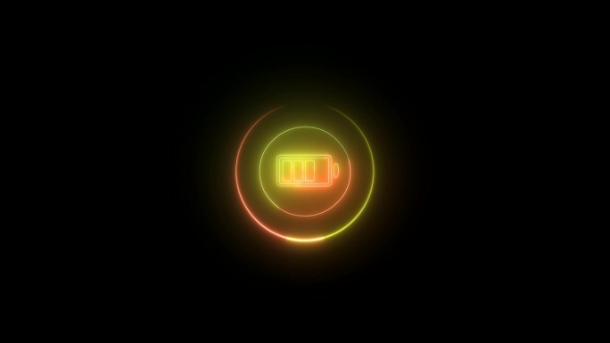 发光的电池标志图标动画。