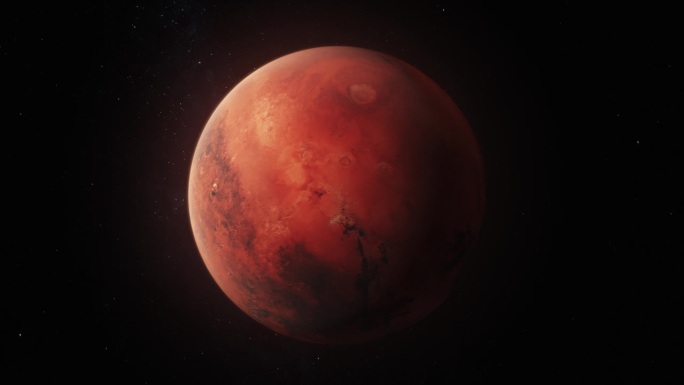 火星在外太空旋转的逼真3D动画