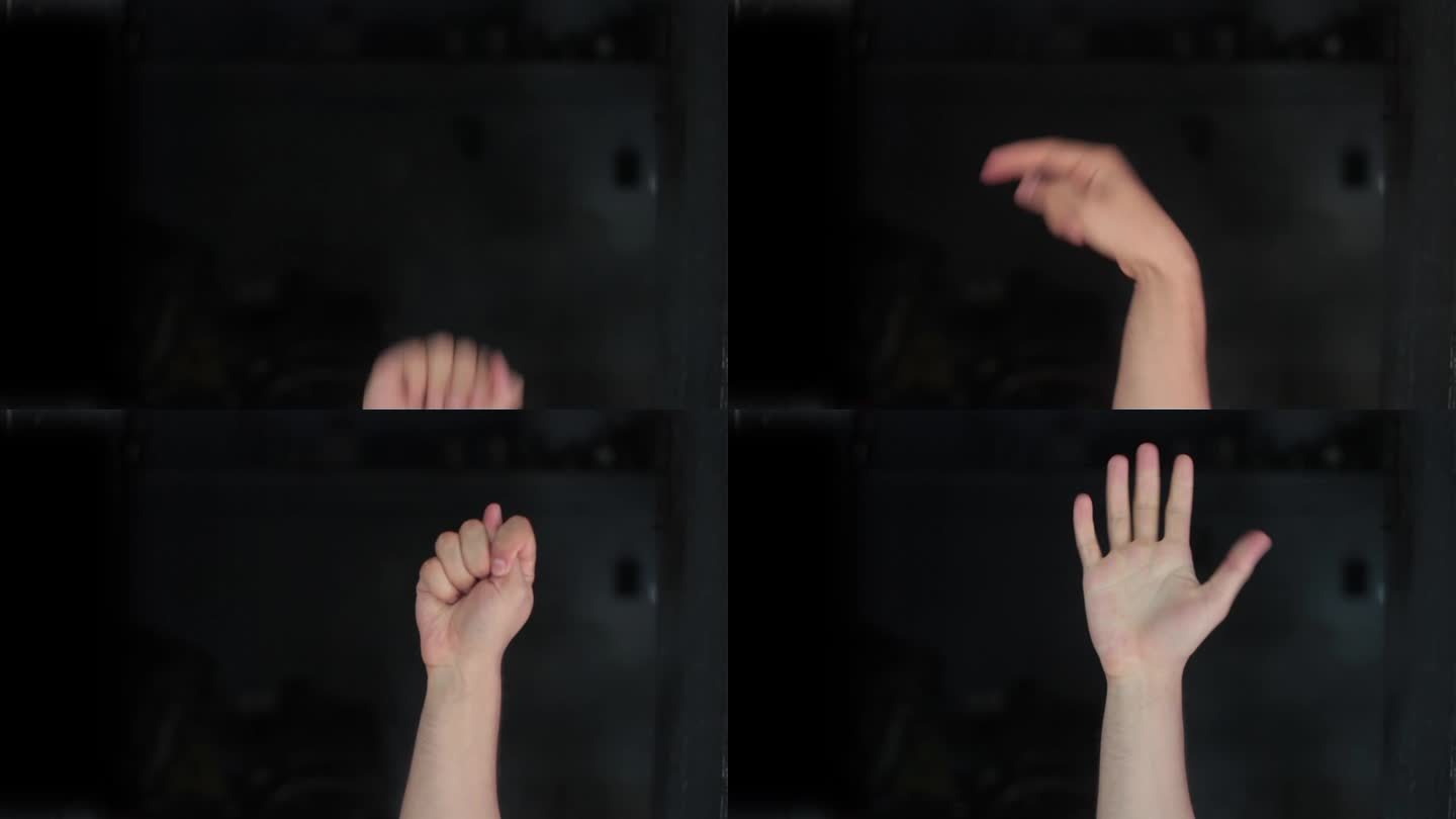 T字母美国手语高清视频演示，美国手语(ASL)单手T字母手语在黑色背景隔离。